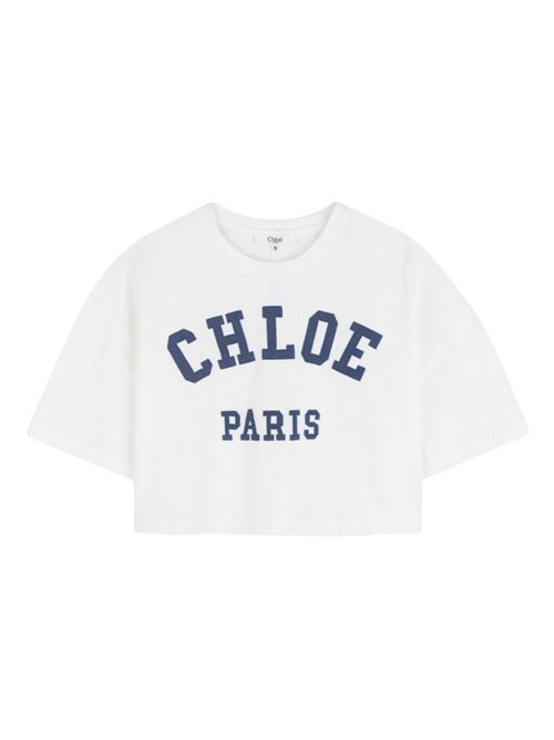 T-shirt bambina Chloé corta bianca con logo Chloe' Kids | C20862117